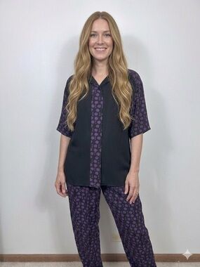 Vintage T. Edwards 2 Piece Pants Set Art to Wear Langenlook Elastic Waist Sz S